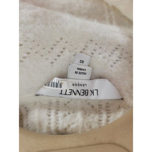 Rent the runway xs white pullover LK Bennett ribbed Jean sweater ivory preppy - Picture 7 of 8